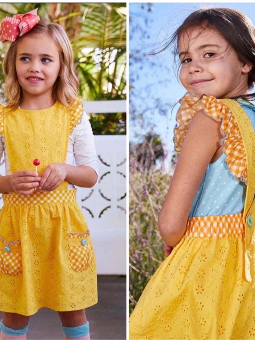 Matilda Jane Brilliant Daydream Splendid Sunshine Yellow Eyelet pinafore dress